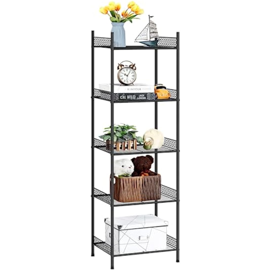 5-Tier Metal Wire Shelving Unit – Black Storage Rack