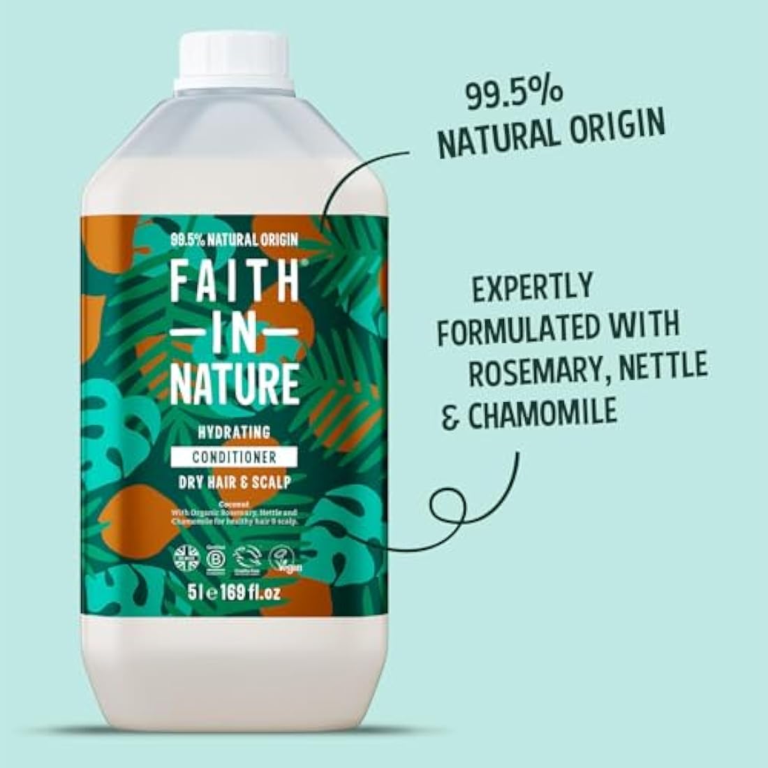 Faith In Nature Coconut Conditioner | Hydrating 5L Bulk Refill Pack