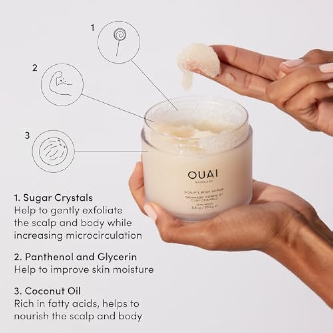 OUAI Scalp & Body Sugar Scrub – Melrose Place Exfoliating Polish (250g)