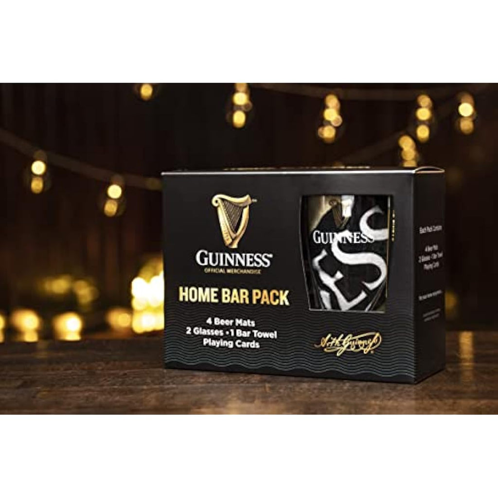 Guinness Home Bar Set – Gravity Pint Glasses, Bar Towel & Playing Cards