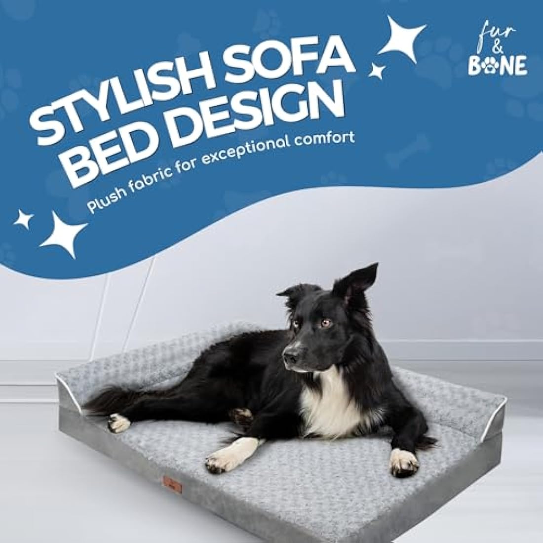 Fur & Bone Orthopedic Dog Bed – Egg Crate Foam Bolster Mattress