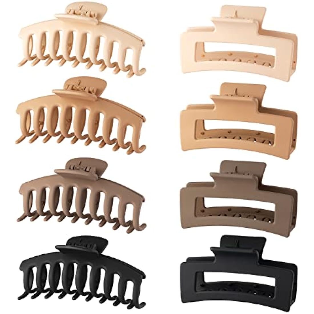 Wekin Hair Claw Clips - 8 Pack Large Matte Non-Slip Clips for Thick Hair