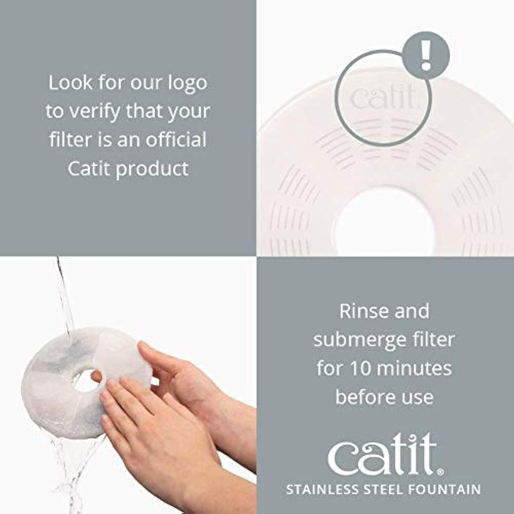 Catit Fresh and Clear Stainless Steel Cat Water Fountain – White