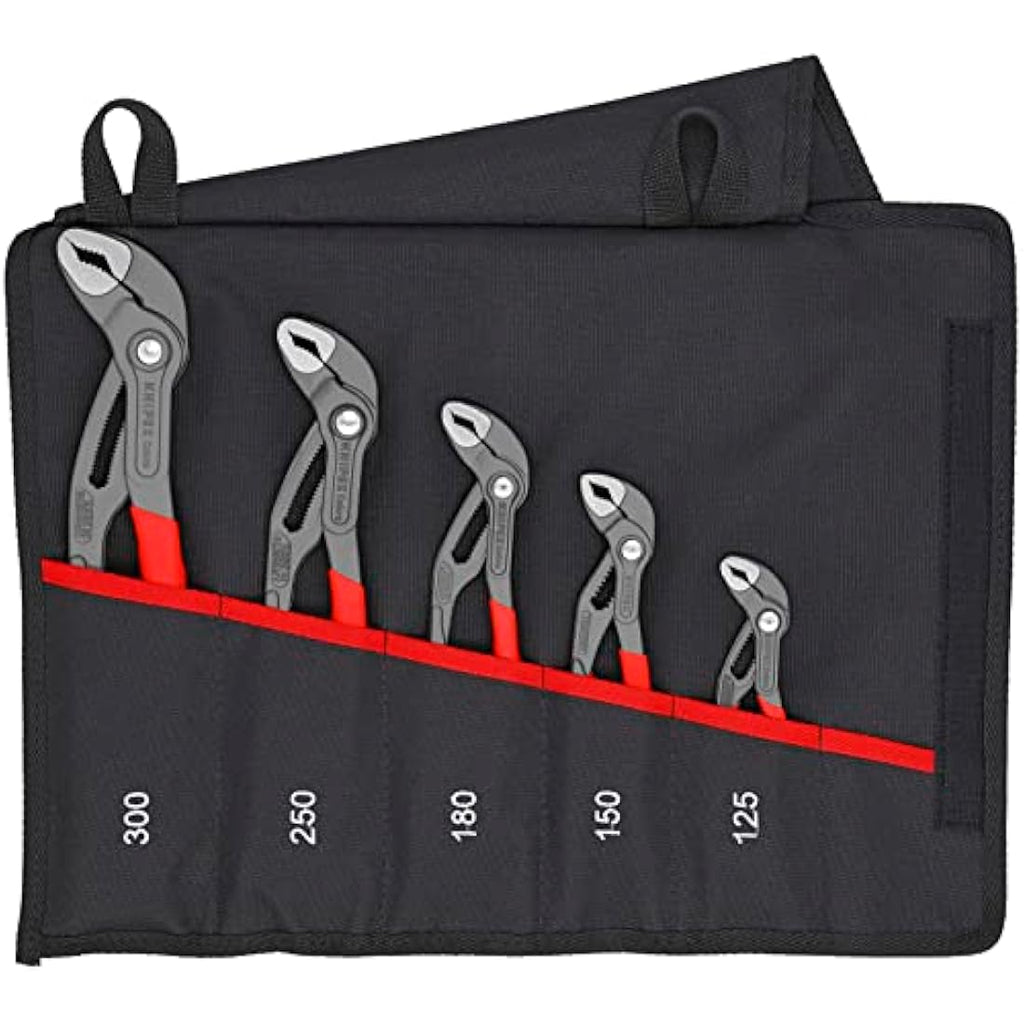 KNIPEX Cobra Water Pump Pliers Set | 5-Piece Tool Set with Roll-Up Bag