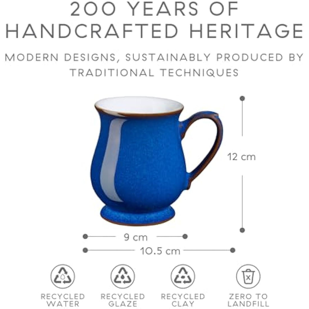 Denby Imperial Blue Stoneware Coffee Mug Set of 2 - 340ml Ceramic Mugs