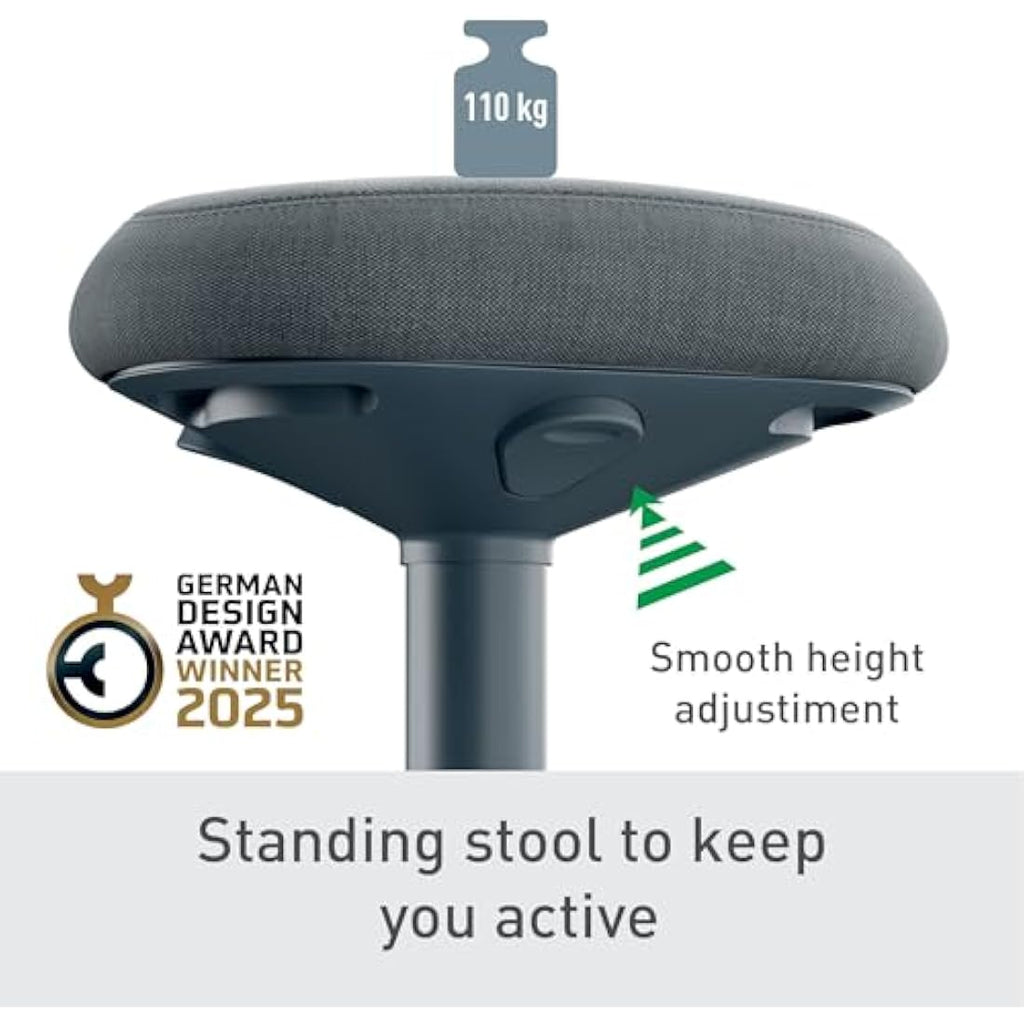 Leitz Ergo Active Standing Stool | Height Adjustable Wobble Seat - Grey