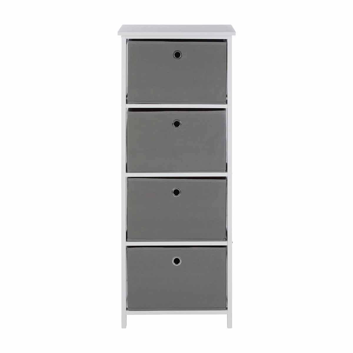 Jolof Store Lindo Slim Storage Cabinet - 4 Grey Fabric Drawers