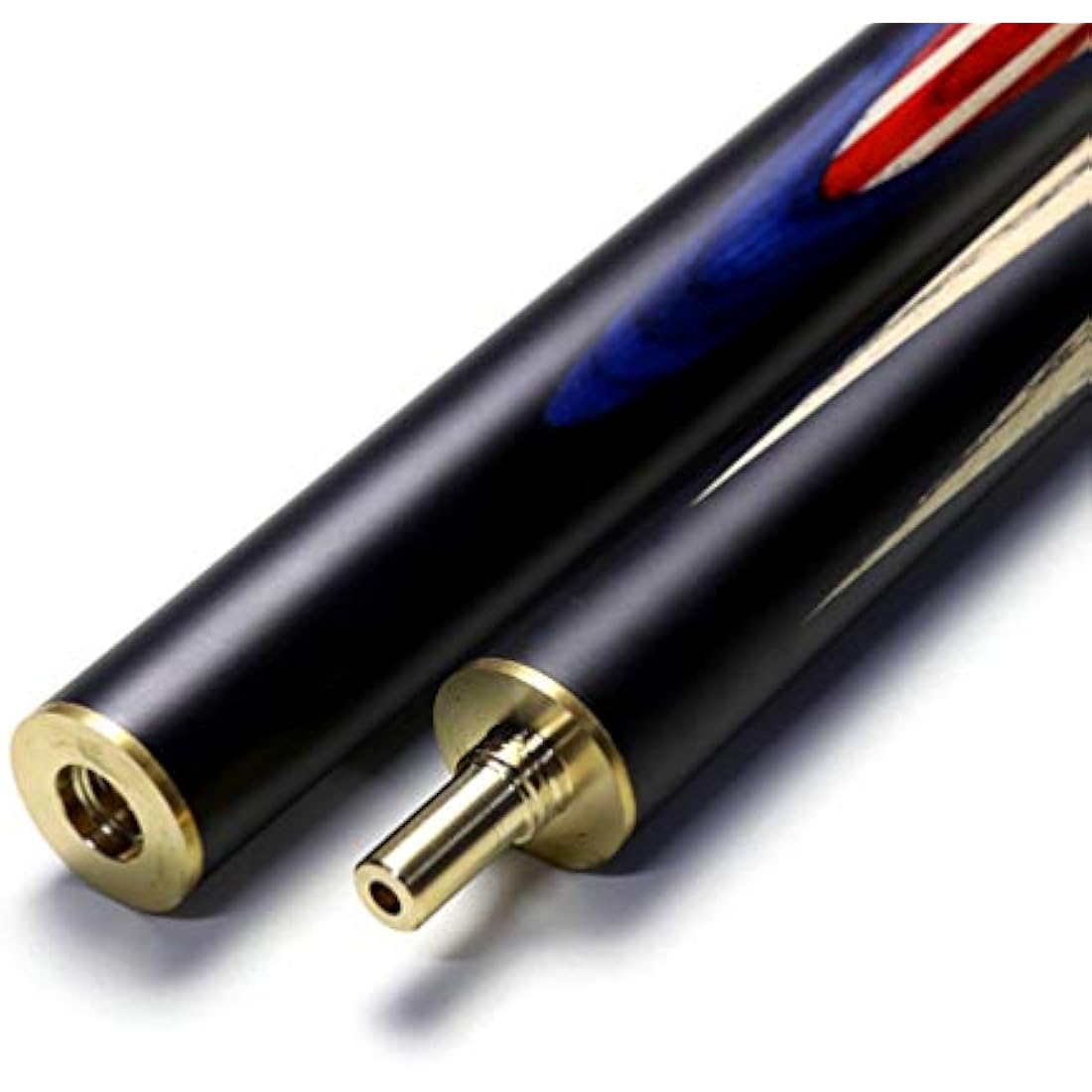 CUESOUL 57" Ebony Snooker Cue – 3/4 Jointed Ash Shaft with Union Jack