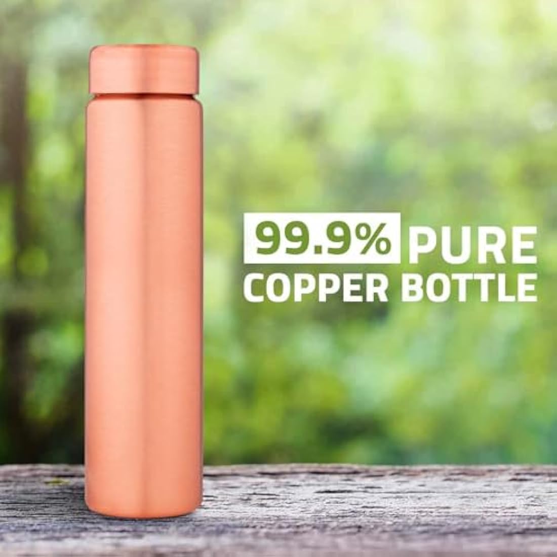 Pure Copper Water Bottle - 550ml Slim Ayurvedic Vessel (3 Pack)