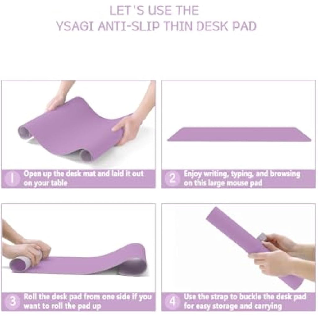 YSAGi Purple PVC Leather Desk Pad – Waterproof Non-Slip Writing Mat (80x40cm)