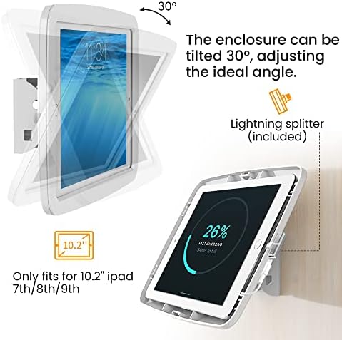 Beelta iPad Wall Mount for 10.2 inch 7/8/9th Gen | Anti-Theft Kiosk, White