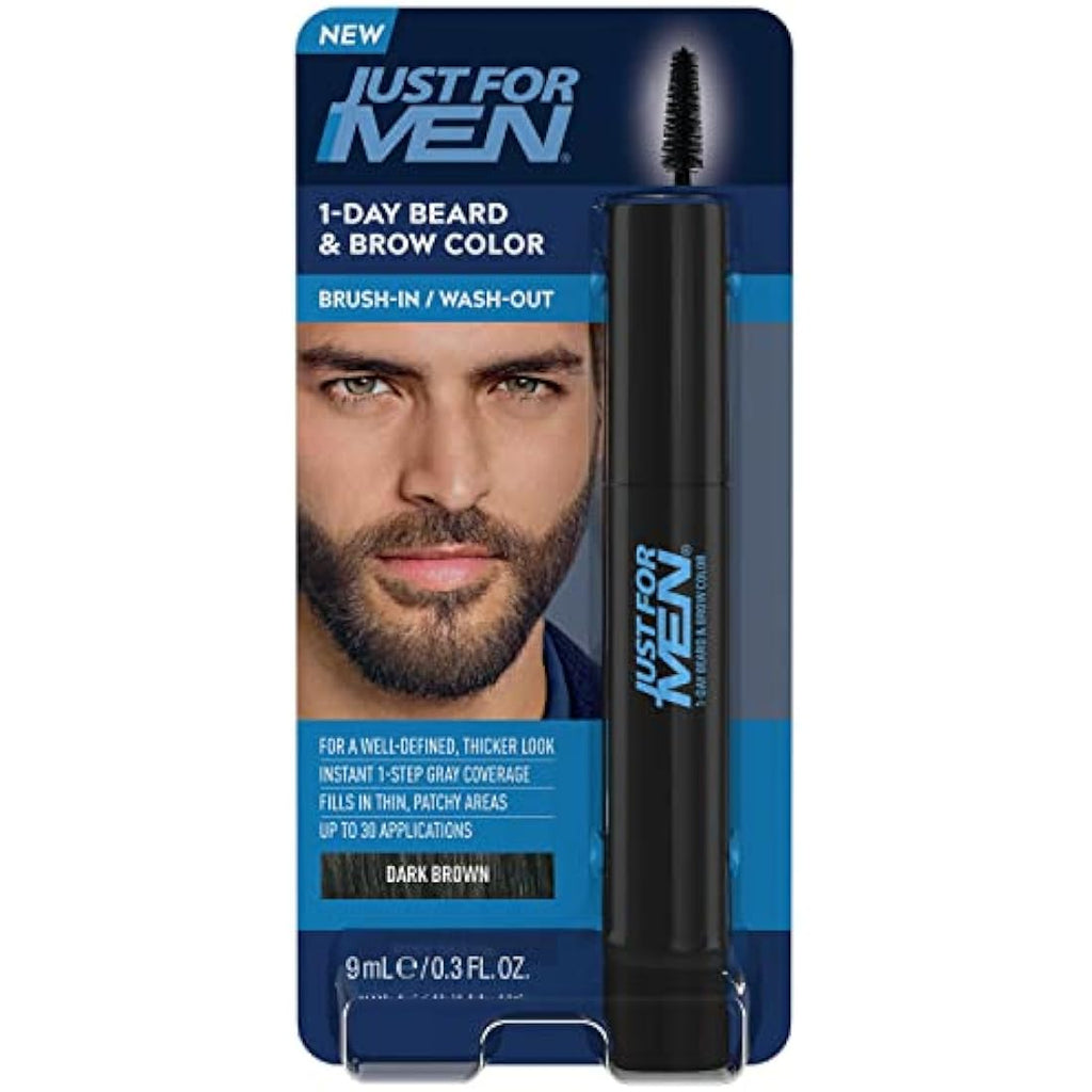 Just For Men 1-Day Beard and Brow Colour – Instant Grey Coverage, Dark Brown