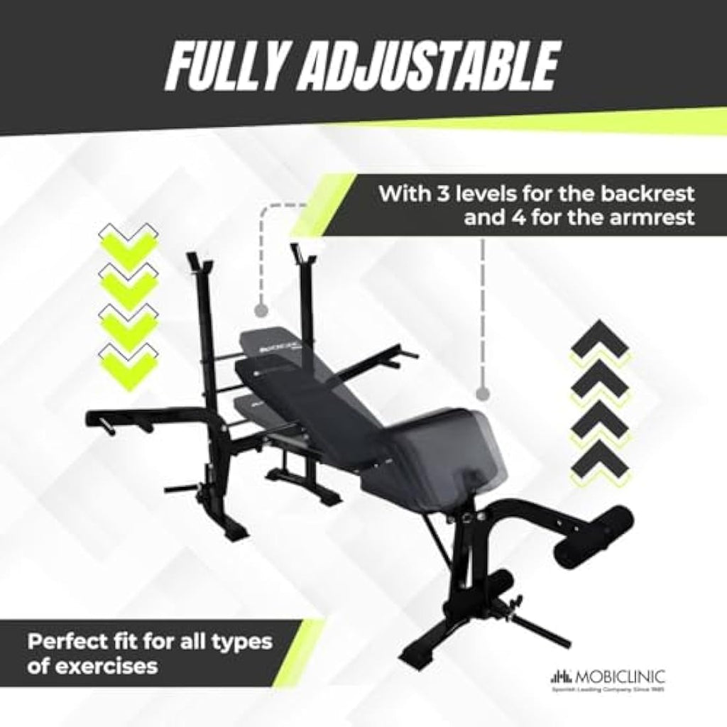 Mobiclinic Pressfit Adjustable Gym Bench - Foldable Steel Weight Bench