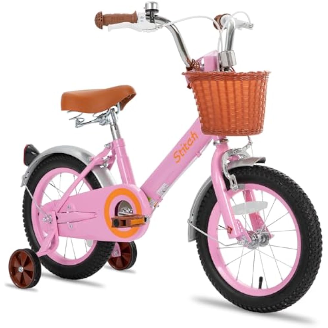 STITCH Retro Kids Bike for Girls | 12-18 Inch Steel Bicycle with Basket