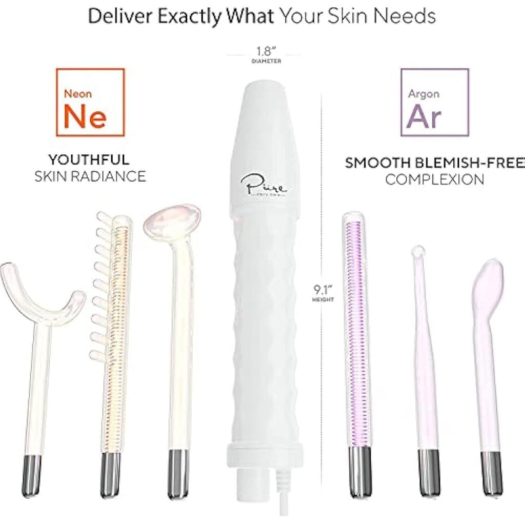 NuDerma Professional High Frequency Skin Therapy Wand with 6 Wands