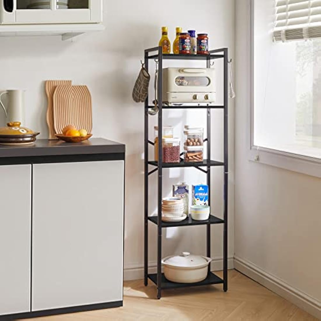 YMYNY 5-Tier Industrial Bookshelf – Vintage Metal Storage Rack