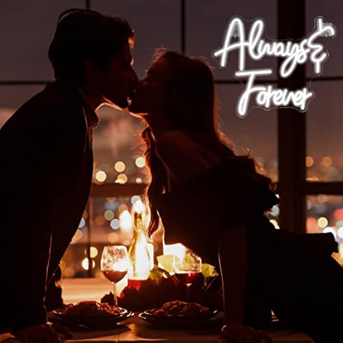 Looklight Always Forever Neon Sign | White Acrylic LED Wall Art for Weddings