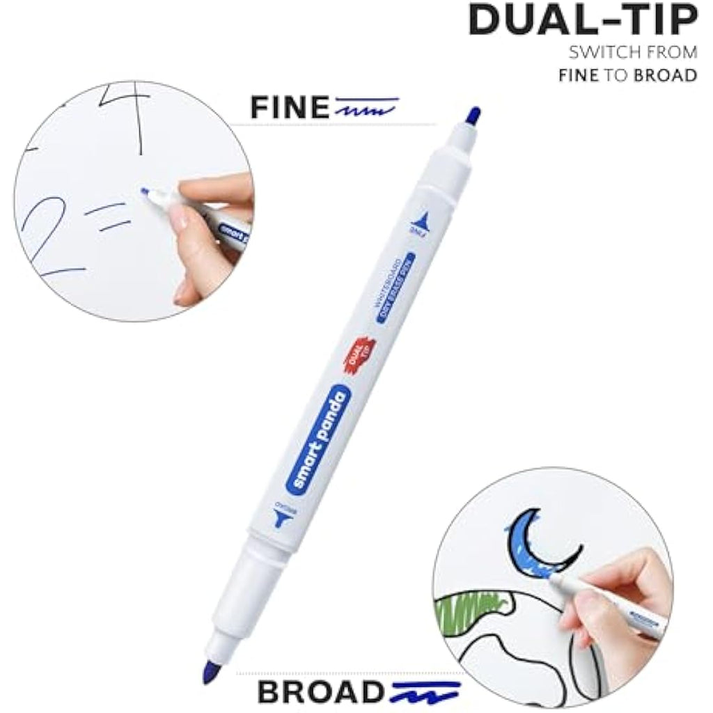 Smart Panda Dual Tip Whiteboard Pens – 24 Pastel Dry Erase Markers