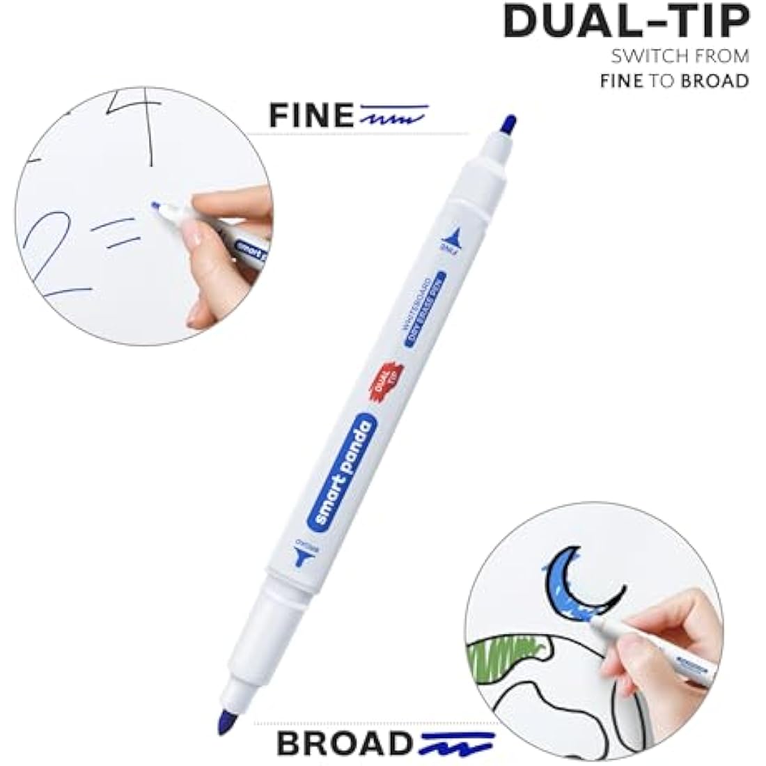 Smart Panda Dual Tip Whiteboard Pens – 24 Pastel Dry Erase Markers