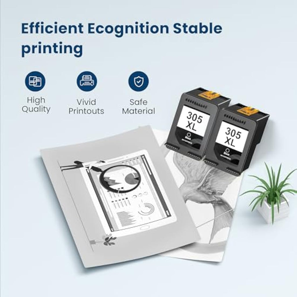 305XL Black Ink Cartridges for HP DeskJet & Envy (2-Pack)
