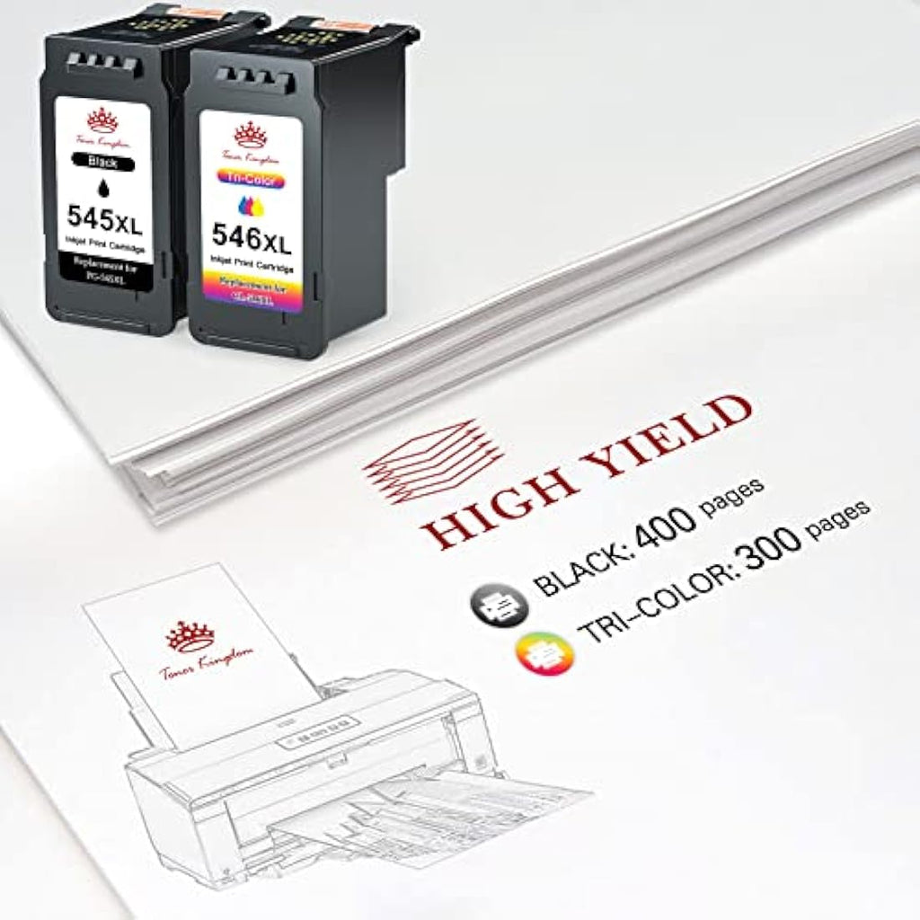 Toner Kingdom PG-545XL CL-546XL Ink Cartridges for Canon Pixma – 2 Pack