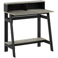 Furinno Simplistic A-Frame Computer Desk with Hutch - Black/French Oak