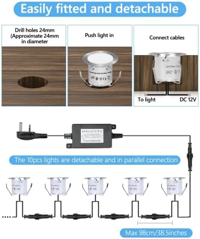 HIBOITEC 16Pcs LED Decking Lights – IP67 Waterproof Cool White Plinth Kit