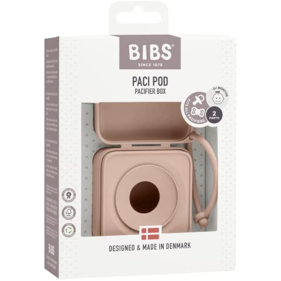 BIBS Pacifier Box and Steriliser Case with Strap - Blush | BPA-Free