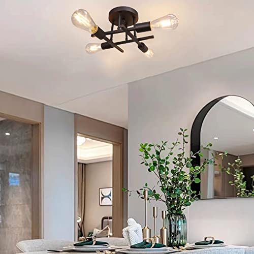 Jolof Store Modern Sputnik Chandelier – 4-Light Industrial Ceiling Fixture