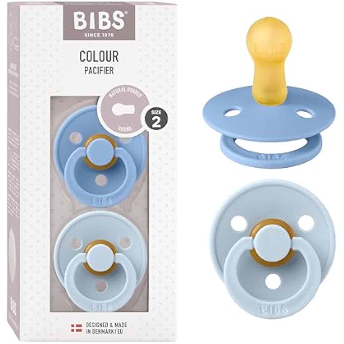 BIBS Colour Pacifier 2-Pack | Natural Rubber Latex | 6-18 Months