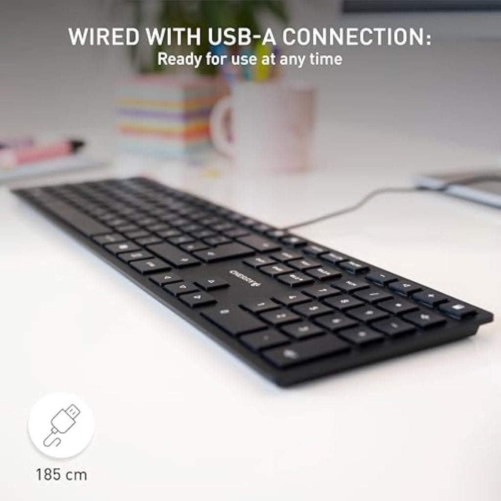 CHERRY KC 6000 SLIM Wired Keyboard – Ultra-Flat QWERTZ Design, Black