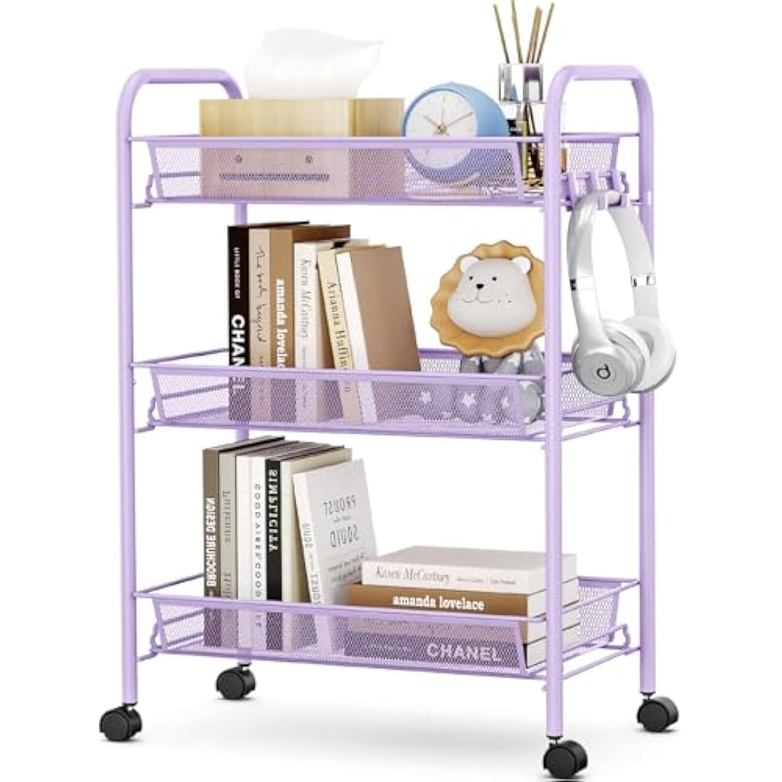 APEXCHASER 3-Tier Rolling Utility Cart | Metal Mobile Storage Trolley