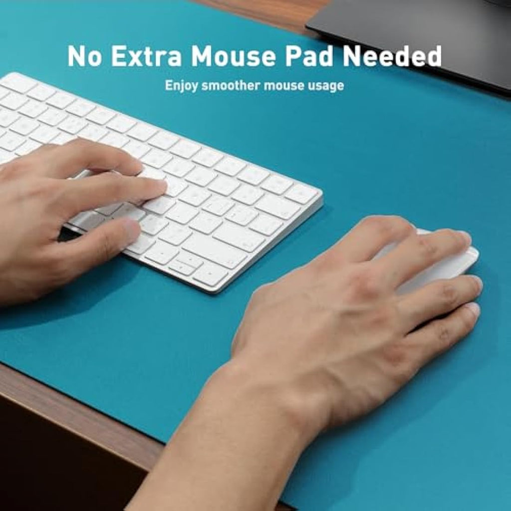 Aothia PU Leather Desk Mat – Large Non-Slip Mouse Pad, Turquoise Blue