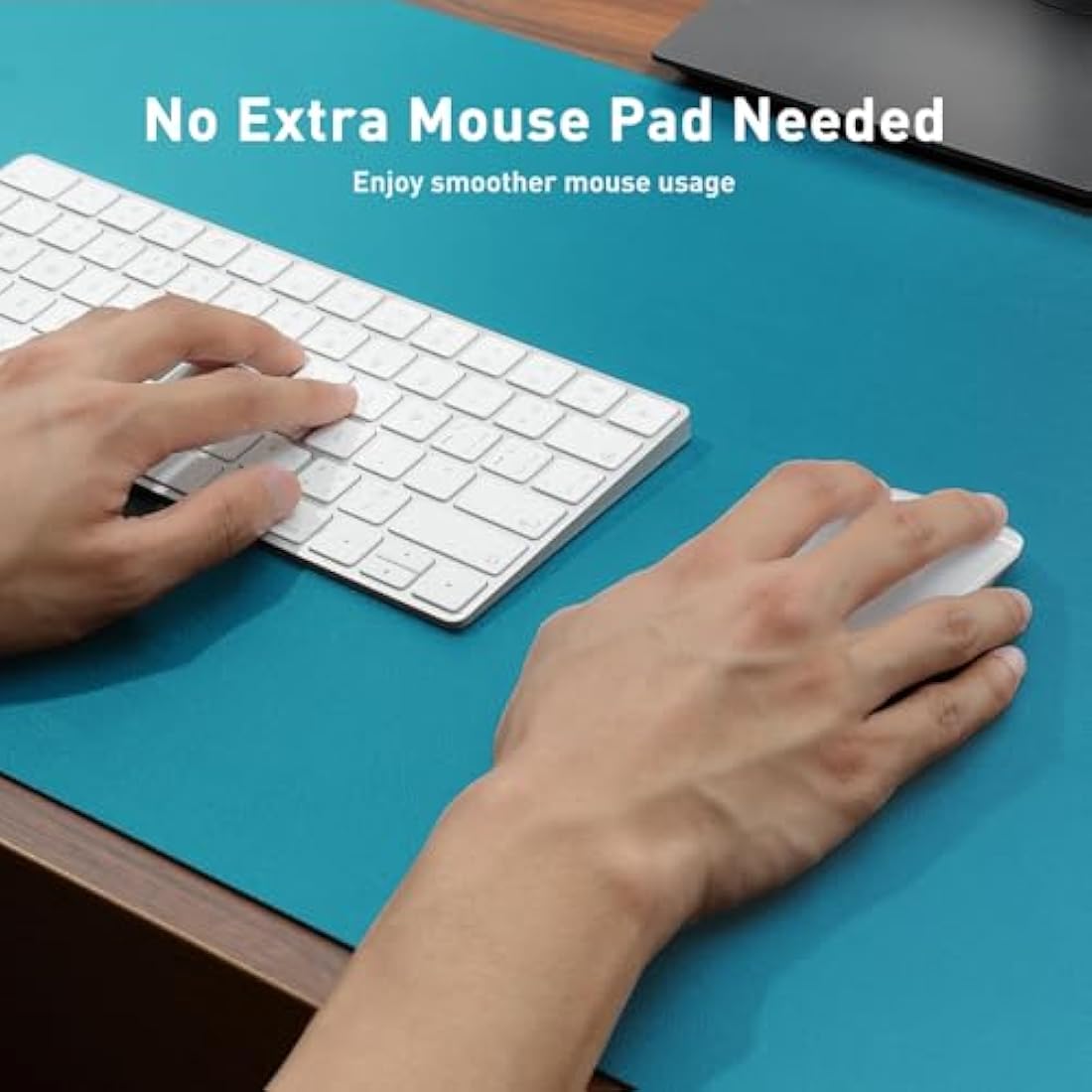 Aothia PU Leather Desk Mat – Large Non-Slip Mouse Pad, Turquoise Blue