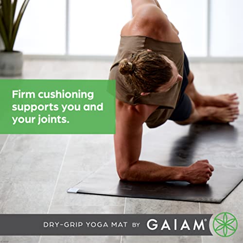 Gaiam Dry-Grip Yoga Mat – 5mm Thick Non-Slip Hot Yoga & Fitness Mat