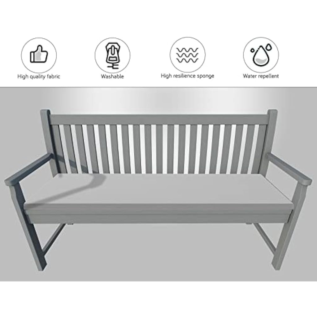 Jolof Store 2 Seater Garden Bench Cushion | Waterproof Patio Pad - Grey