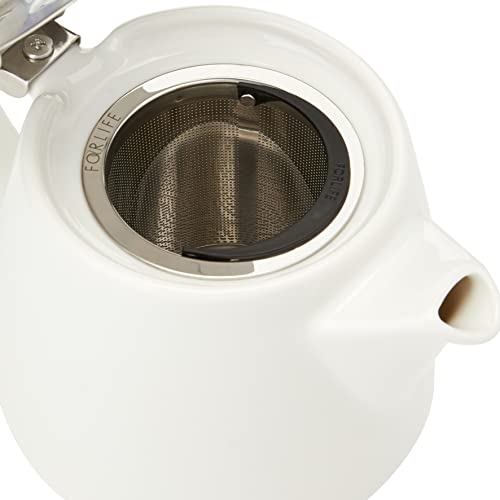 Forlife Stump Teapot with Infuser | 530 mL White Stackable Ceramic