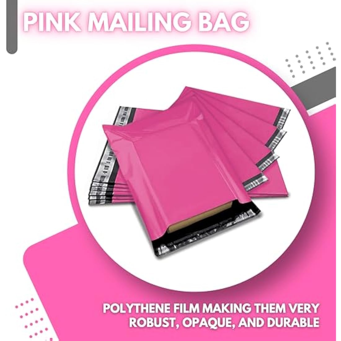 JeeJaan Pink Poly Mailers | 12x16 in Waterproof Shipping Bags (50 Pcs)