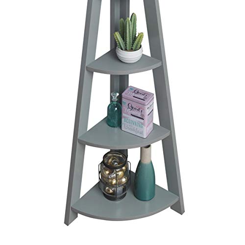Riva 5 Tier Corner Ladder Bookcase | Wooden Shelving Unit by