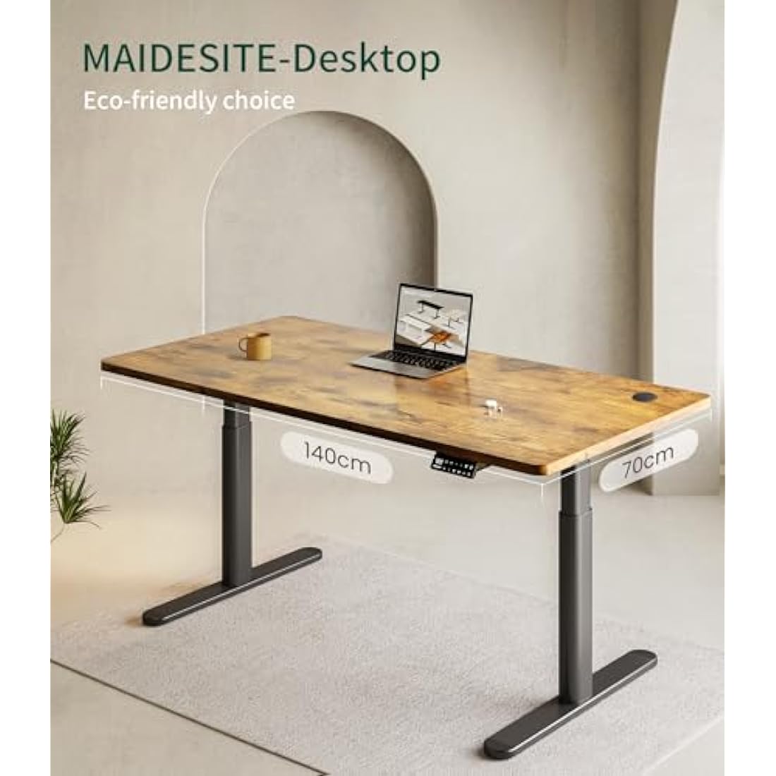 MAIDeSITe Standing Desk Table Top - 140x70cm Solid One-Piece Desktop