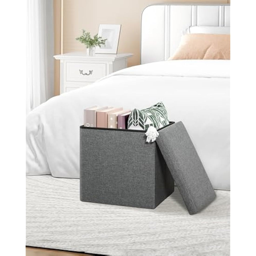 Grey Storage Ottoman – Foldable Toy Box & Coffee Table
