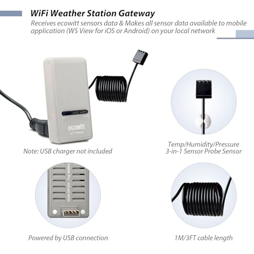 Ecowitt GW1200 Wi-Fi Gateway – 3-in-1 Indoor Weather Station Sensor