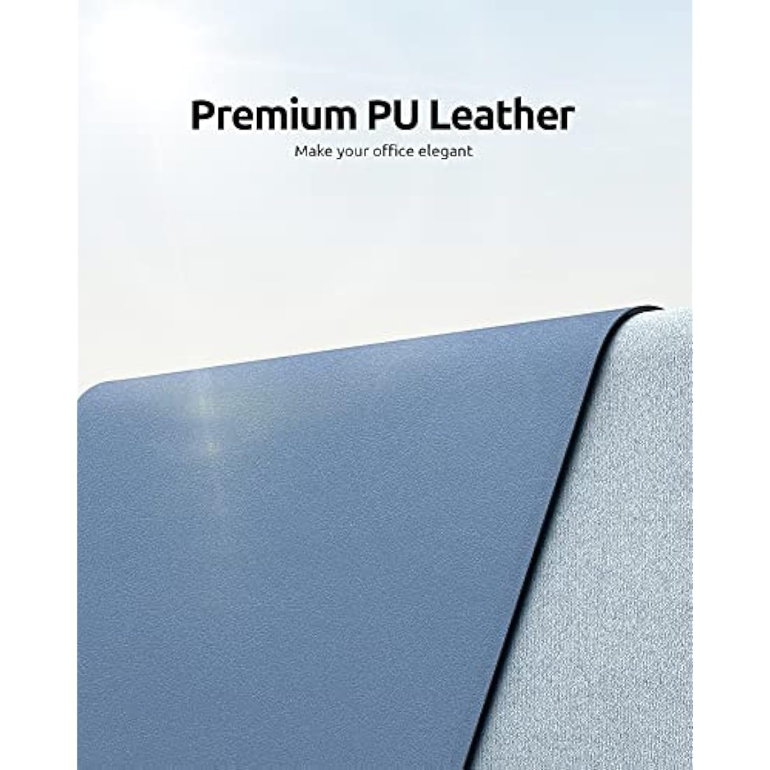 YSAGi PU Leather Desk Mat – Large Non-Slip Waterproof Mouse Pad, Sea Blue