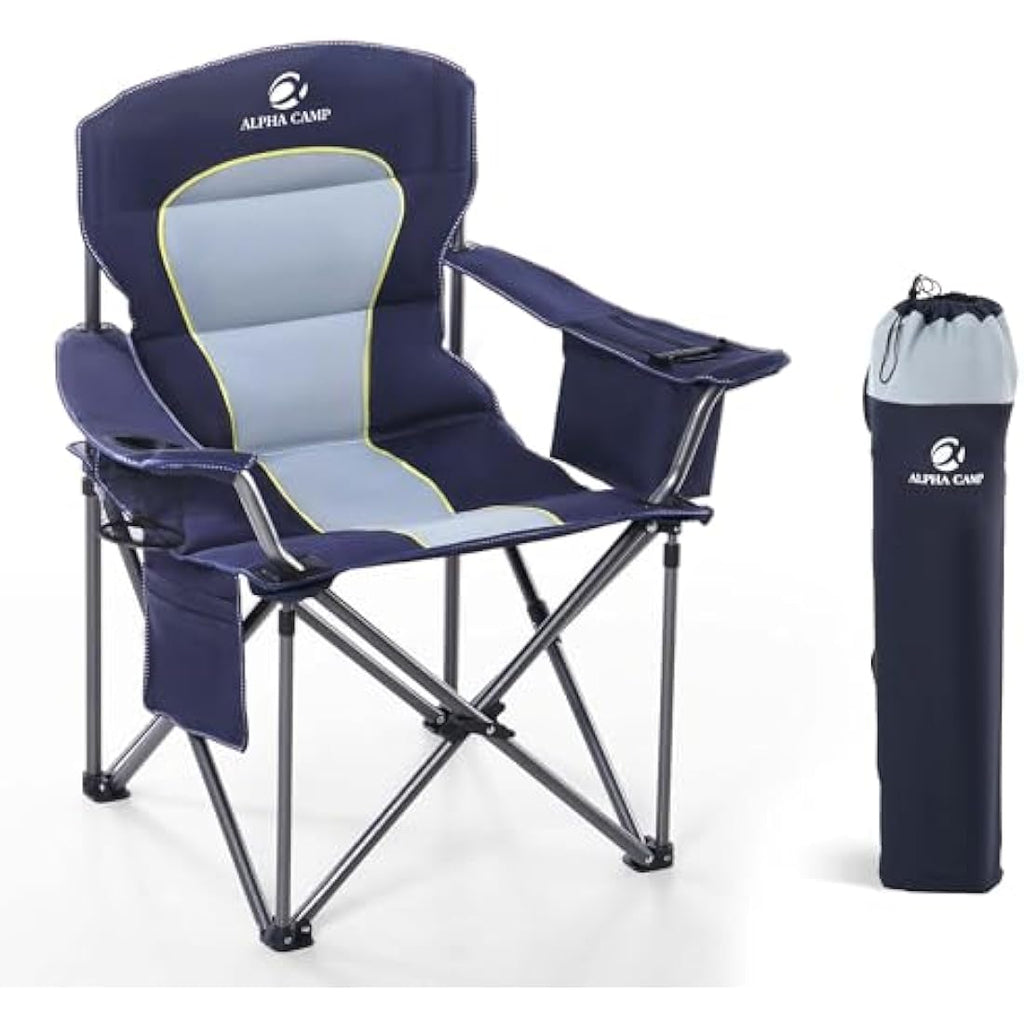 LET'S CAMP Oversized Folding Camping Chair with Cooler Bag – 200kg
