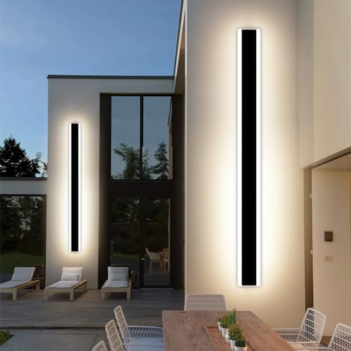 Mikeru 150cm LED Outdoor Wall Light | IP65 Waterproof Black Sconce