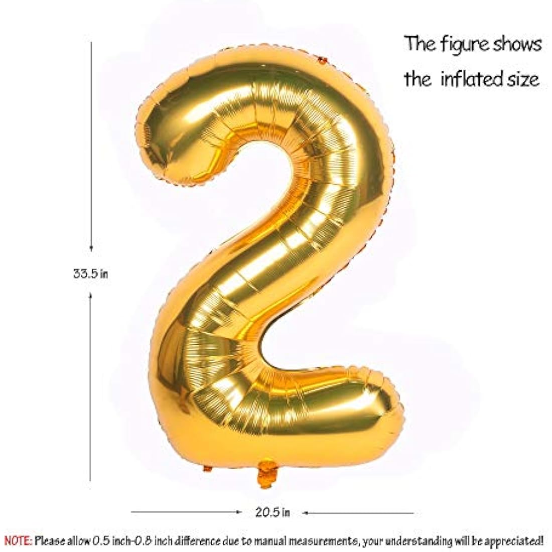 Jolof Store Gold Number 2 Balloon – 40 Inch Giant Foil Mylar Decoration
