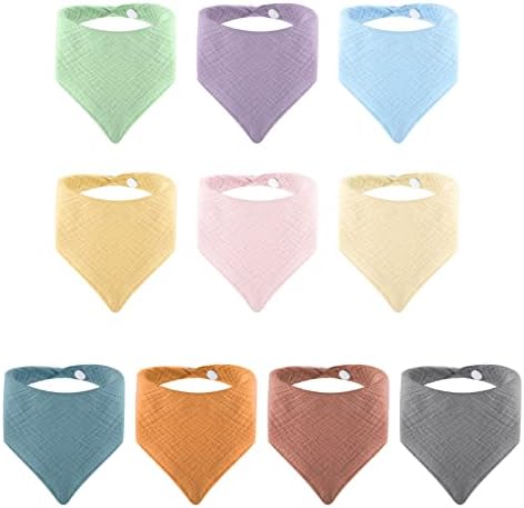 Baby Bandana Drool Bibs – 10 Pack Soft Absorbent Cotton