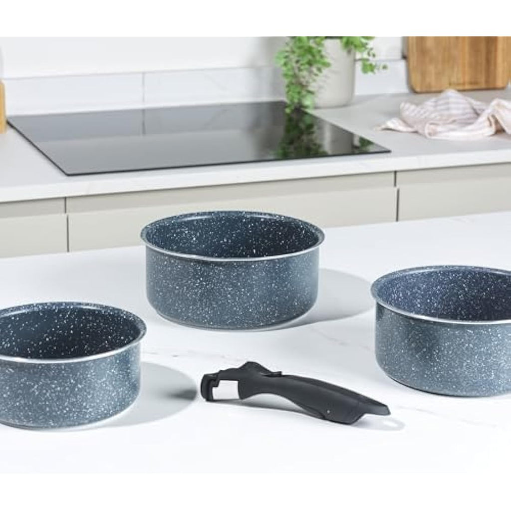 Russell Hobbs Nightfall Stone 3-Piece Non-Stick Stackable Saucepan Set