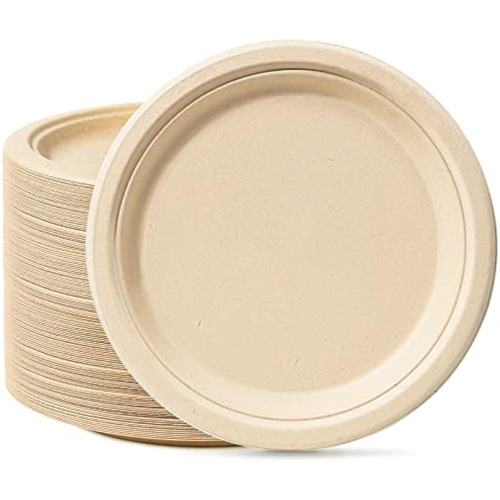 GREENESAGE 10-Inch Sugarcane Plates | 100 Pack Heavy-Duty Compostable