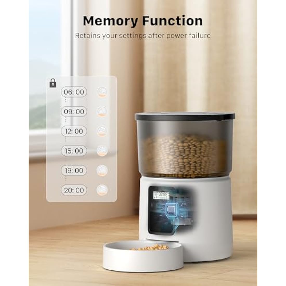 BEMOONY Automatic Cat Feeder - 3L Pet Food Dispenser with Voice Recorder